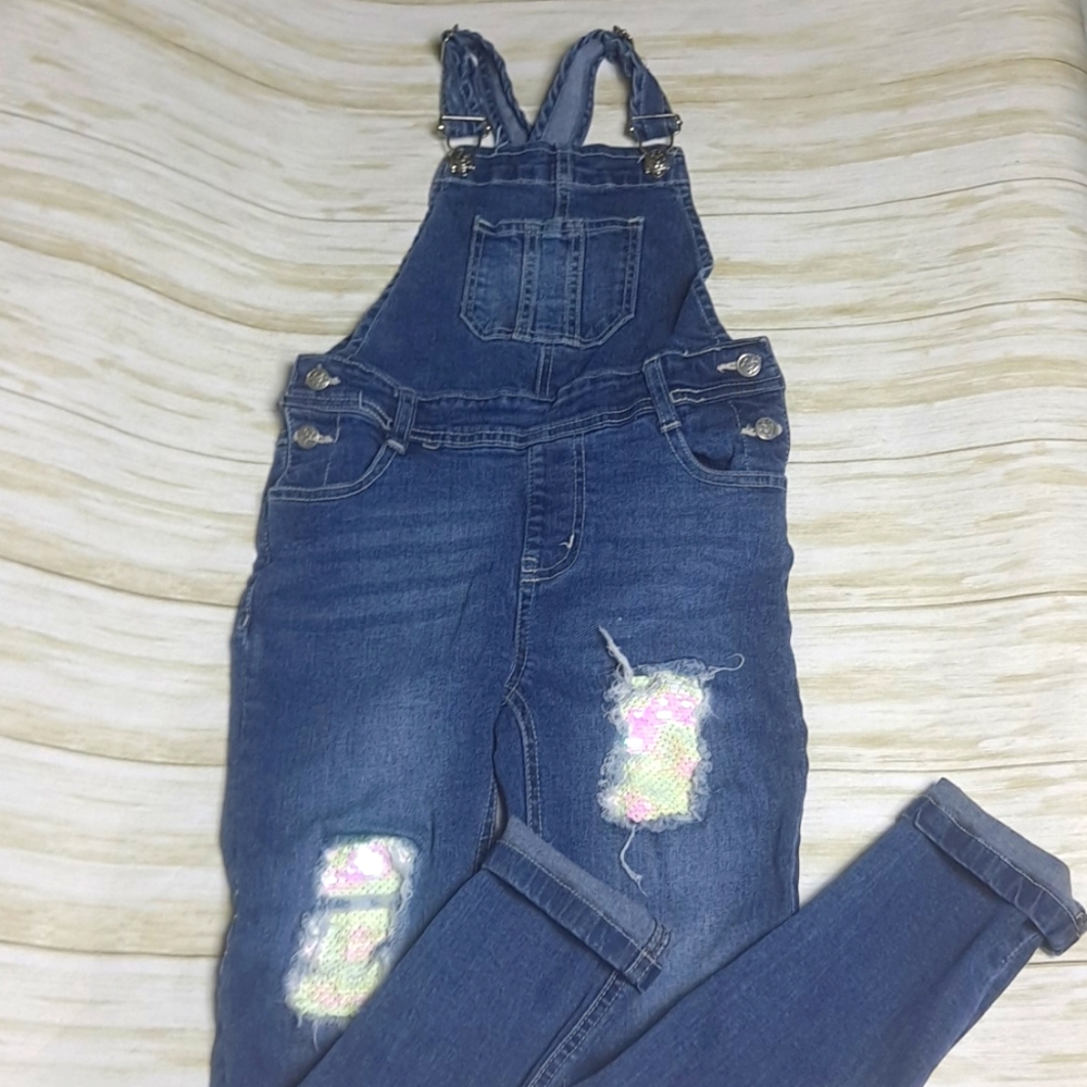 Beautees Girls Sequin Overalls Size Small 7/8